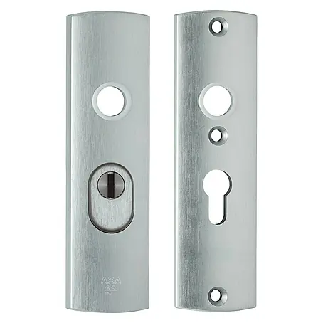 Axa  Deurbeslag kruk-kruk, kortschild, PC72, type 6675-10 RVS-look