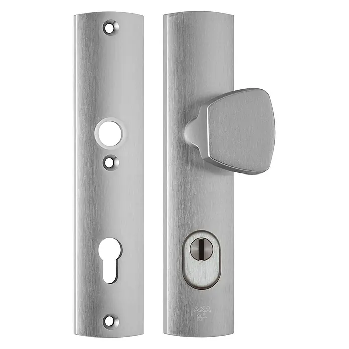 Axa Deurbeslag duwer-kruk, kortschild, PC72, type 6675-51 - Beveiligings-deurbeslagset, Aluminium - Vooraanzicht