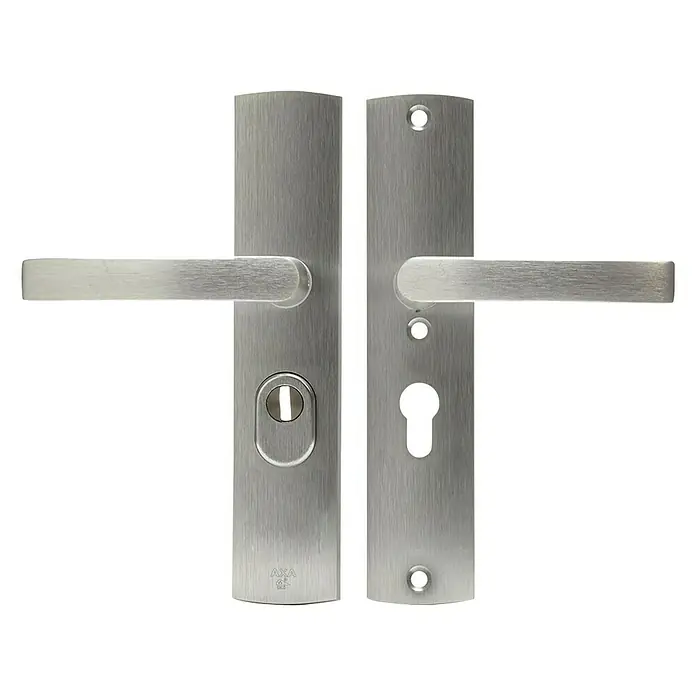 Axa Deurbeslag kruk-kruk, langschild, PC55, type 6665-10 - Beveiligings-deurbeslagset, Aluminium - Vooraanzicht