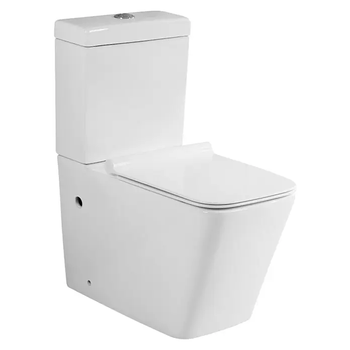 Pack de WC Bantry - Sin borde de descarga, Salida dual, Blanco - Vista angular