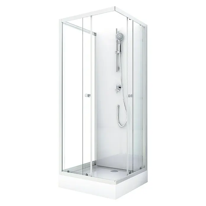 Cabina de ducha White Wave - 90 x 90 x 200 cm, Blanco/gris - Vista angular