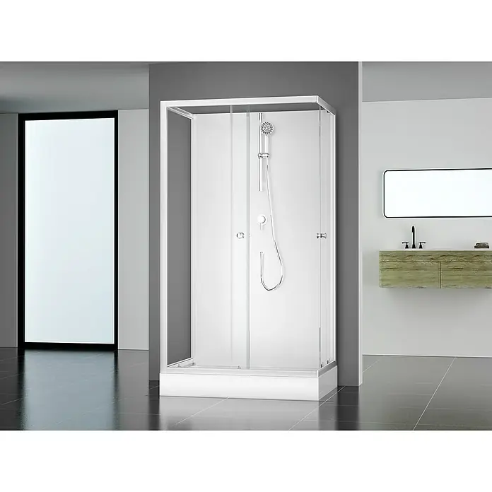 Cabina de ducha White Wave - 80 x 110 x 200 cm, Blanco/gris - Foto ambiente