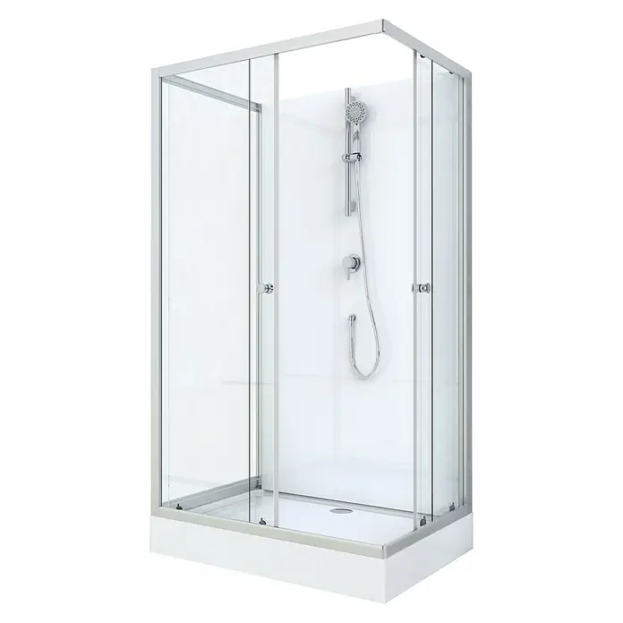 Cabina de ducha White Wave - 80 x 110 x 200 cm, Blanco/gris - Vista angular