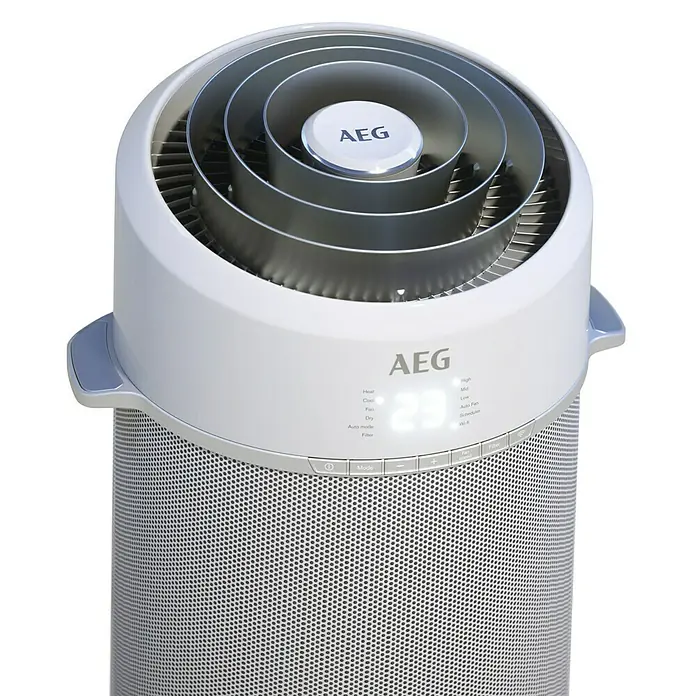 AEG Mobiles Klimagerät Kühlen/Heizen PX71-265WT - Max. Kühlleistung je Gerät in BTU/h: 9.000 BTU/h, Max. Heizleistung je Gerät in BTU/h: 7.200 BTU/h, Passend für: Räume 30 - 40 m², Räume 70 - 90 m³ - Detailaufnahme