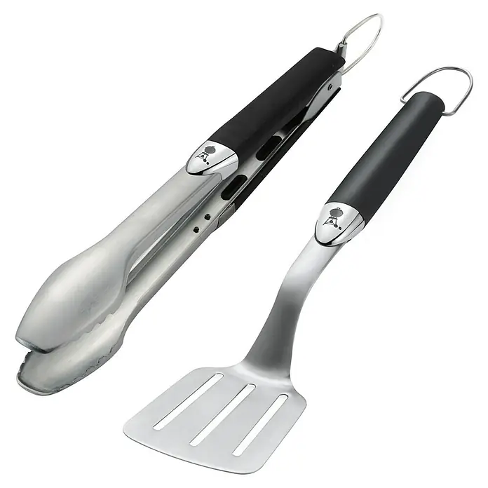 Weber Grillbesteck Kompakt - 2 -tlg., Edelstahl - Diagonale Ansicht