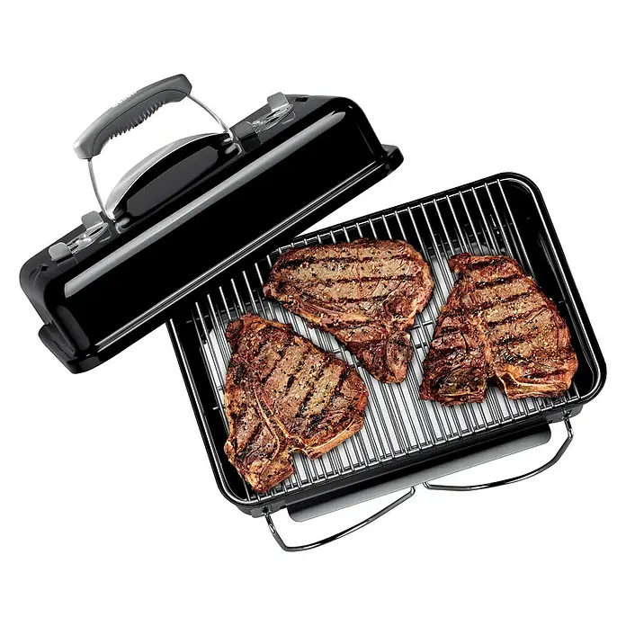 Weber Go-Anywhere Holzkohlegrill - Schwarz, Hauptgrillfläche: 42 x 26 cm - Ansicht von oben