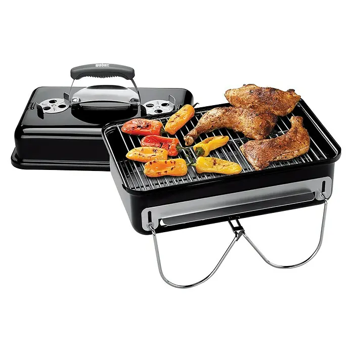 Weber Go-Anywhere Holzkohlegrill - Schwarz, Hauptgrillfläche: 42 x 26 cm - Ansicht von oben