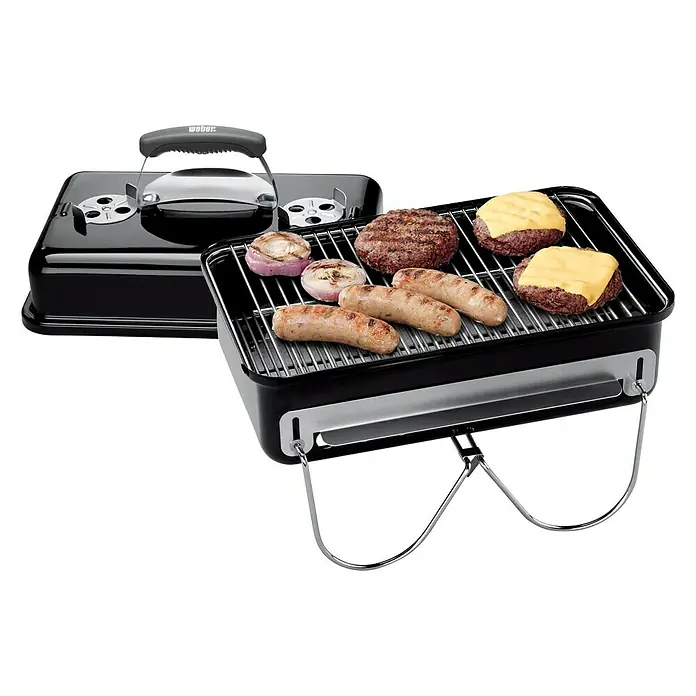 Weber Go-Anywhere Holzkohlegrill - Schwarz, Hauptgrillfläche: 42 x 26 cm - Ansicht von oben