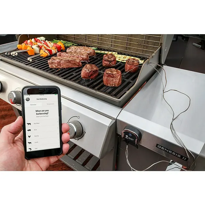 Weber Grill-Thermometer iGrill 3 - Messbereich: -30 °C - 300 °C, Bluetooth, 2 Messfühler - Anwendungsbeispiel
