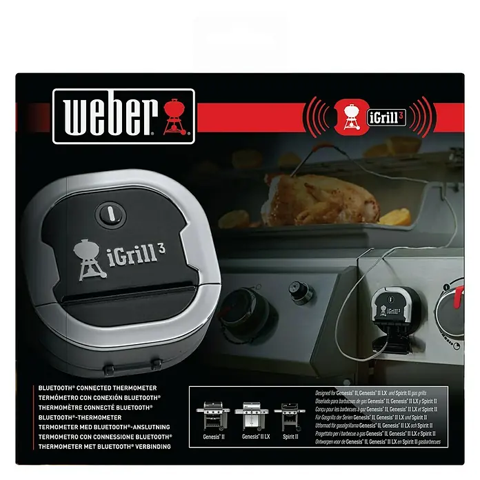 Weber Grill-Thermometer iGrill 3 - Messbereich: -30 °C - 300 °C, Bluetooth, 2 Messfühler - Vorderansicht