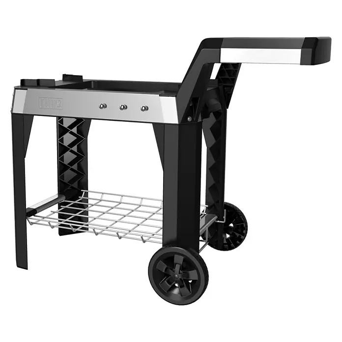 Weber Rollwagen - Passend für: Weber Grill Pulse 1000, Weber Grill Pulse 2000, 88,9 x 61,4 x 111,9 cm, Edelstahl - Diagonale Ansicht