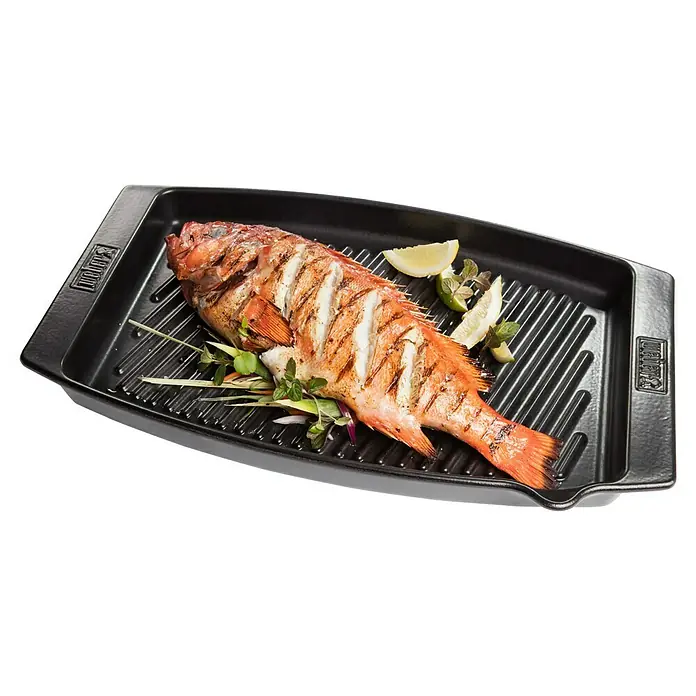 Weber Grillpfanne BBQ Keramik - L x B x H: 47 x 28 x 4,4 cm - Anwendungsbeispiel