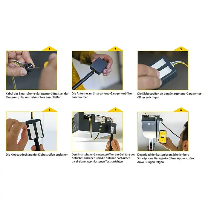 Schellenberg Smartphone-Garagentoröffner mit LED - Passend für: Schellenberg Garagen- und Außentorantriebe, Hörmann Garagentorantriebe Ecostar Liftronic 500/700/800, Chamberlain Garagentorantriebe ML510EV/ML700EV/ML1000EV, Interne Stromversorgung