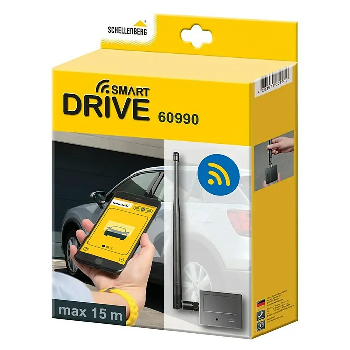 Schellenberg Smartphone-Garagentoröffner mit LED - Passend für: Schellenberg Garagen- und Außentorantriebe, Hörmann Garagentorantriebe Ecostar Liftronic 500/700/800, Chamberlain Garagentorantriebe ML510EV/ML700EV/ML1000EV, Interne Stromversorgung - Diagonale Ansicht