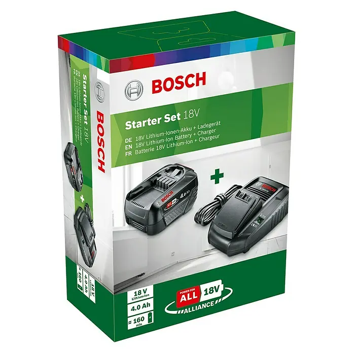 Bosch 18 V Power for All Početni set - 18 V, 4 Ah, Broj baterija: 1 baterija, Namijenjeno za: Akumulatorske uređaje Bosch od 18 V - Dijagonalni pogled