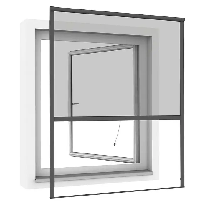 Windhager Insektenschutz-Fensterrollo IS Plus - 100 x 160 cm, Anthrazit - Diagonale Ansicht