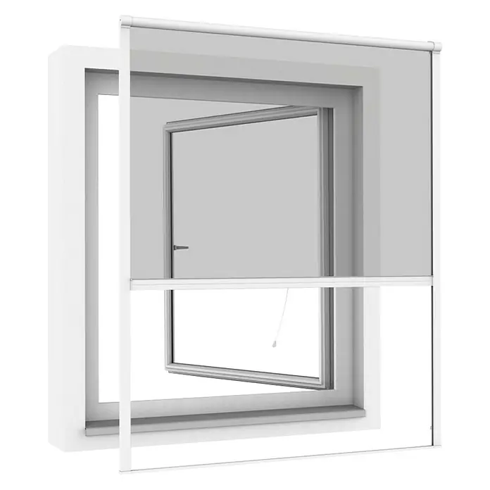 Windhager Insektenschutz-Fensterrollo IS Plus - 100 x 160 cm, Weiß - Diagonale Ansicht