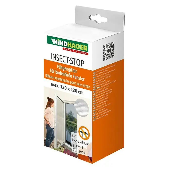 Windhager Insektenschutzgitter IS - 130 x 220 cm, Weiß, Klebebefestigung - Diagonale Ansicht