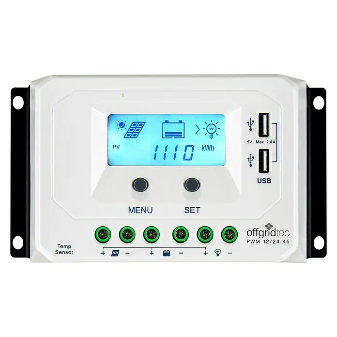Offgridtec Solarladeregler PWM 12/24-30 - 12/24 V, Max. Laststrom: 30 A - Vorderansicht