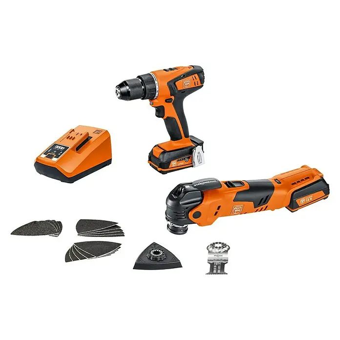 Fein Maschinen-Set Das Combo Kit Professionell AMM 300 Plus & ABSU 12 - 12 V, 2 Akkus - Diagonale Ansicht