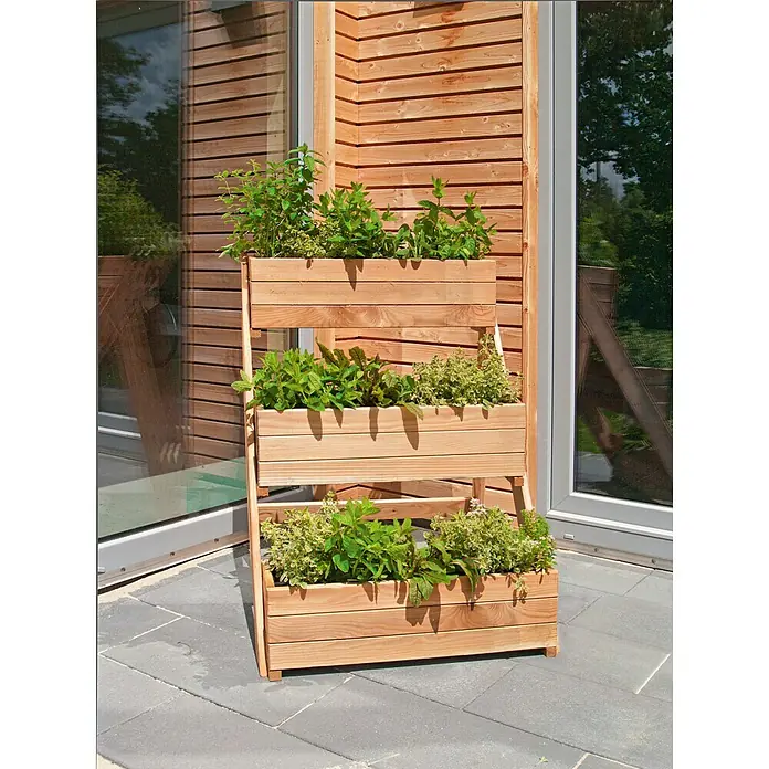 Pflanzkasten - Außenmaß (L x B x H): 92 x 78 x 102 cm, Holz, Natur - Stimmungsaufnahme