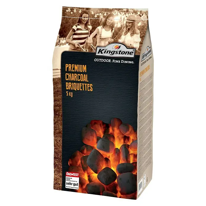 Kingstone Grill-Holzkohle Briketts Premium - 5 kg - Diagonale Ansicht