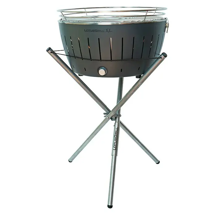 LotusGrill Raucharmer Holzkohlegrill XL - Anthrazit, Hauptgrillfläche: Ø 43 cm - Vorderansicht