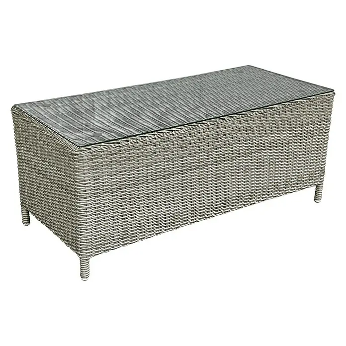 Sunfun Garten-Couchtisch - L x B x H: 110 x 55 x 44 cm, Grau - Diagonale Ansicht