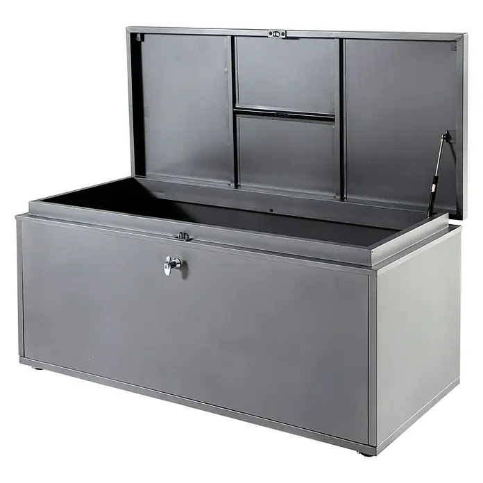 Sunfun Garten-Aufbewahrungsbox - 132 x 60 x 58 cm, Aluminium, Anthrazit - Diagonale Ansicht