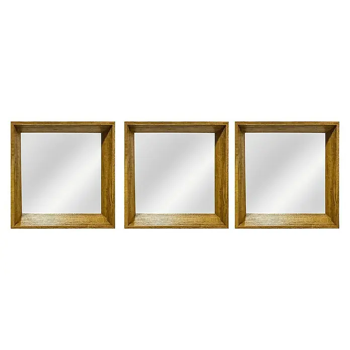 Spiegel Milo - 3 -tlg., 26 x 26 cm, Holz Braun - Vorderansicht
