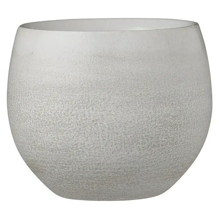 Cubremaceta redondo Douro - Dimensiones externas (Ø x Al): 16 x 13 cm, Blanco, Materiales naturales - Vista frontal