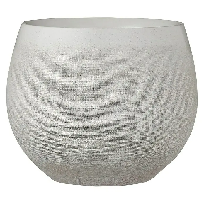 Cubremaceta redondo Douro - Dimensiones externas (Ø x Al): 18 x 15 cm, Blanco, Materiales naturales - Vista frontal