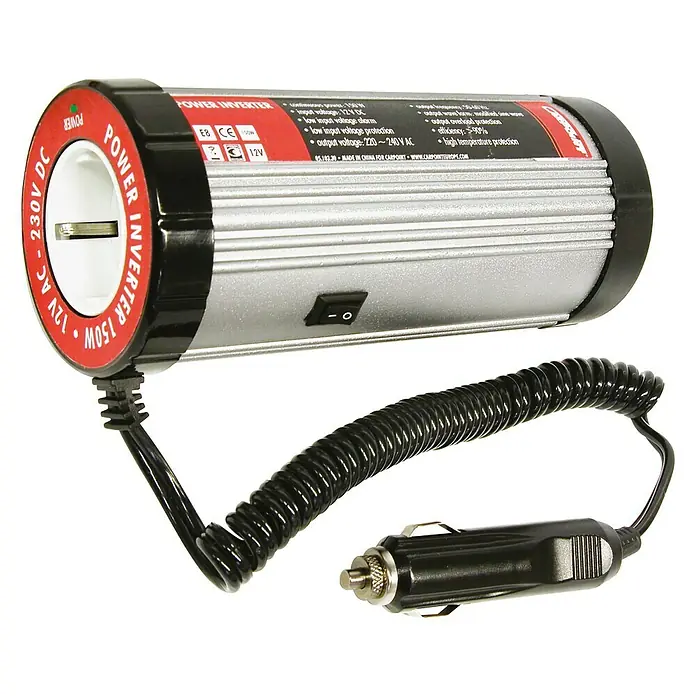 Carpoint Omvormer DC-AC 12>230V 150W - 12 V, 230 V - Diagonaal zicht