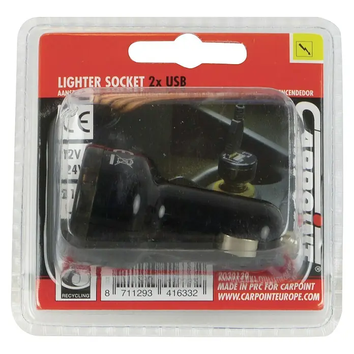 Carpoint Autolader 12V/24V USB - 12 - 24 V, 2 x USB-ingang - Bovenaanzicht
