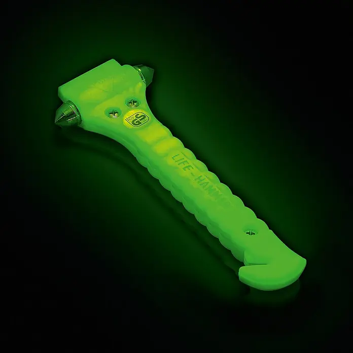 Lifehammer Veiligheidshamer Original glow in the dark Geel - Speciaal staal - Sfeeropname