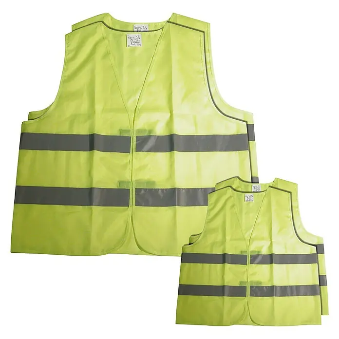 Carpoint Veiligheidsvest Gezinspak 2 Volw + 2 Kind - Polyester, Geel - Bovenaanzicht