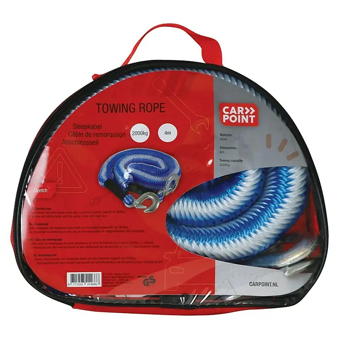 Carpoint Sleepkabel Stretch 2000 kg - Nylon, 4 m, 2.000 kg - Vooraanzicht