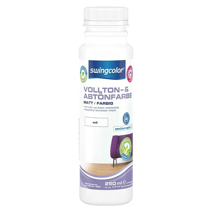 swingcolor Vollton- & Abtönfarbe - Weiß, 250 ml, Matt, Konservierungsmittelfrei - Vorderansicht