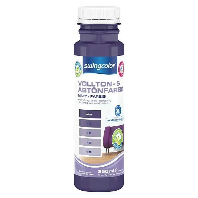 swingcolor Vollton- & Abtönfarbe - Violett, 250 ml, Matt, Konservierungsmittelfrei - Vorderansicht
