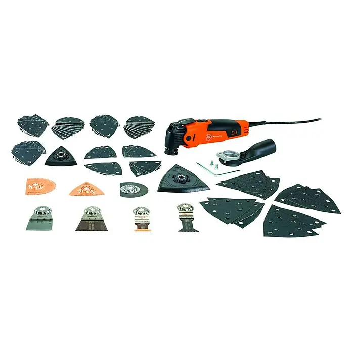 Fein Multifunktionswerkzeug-Set MultiMaster MM 500 Plus - Leistungsaufnahme: 350 W, 10.000 U/min - 19.500 U/min, Oszillationswinkel: ± 1,7° - Ansicht von oben