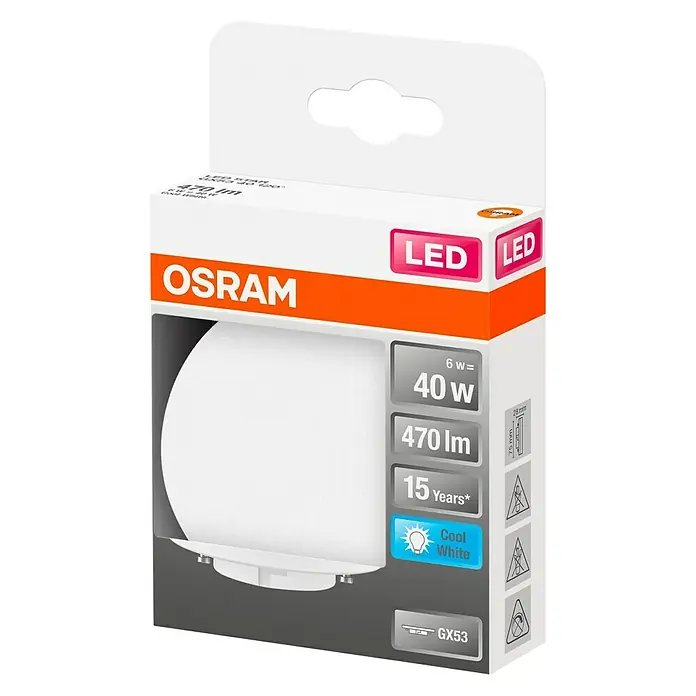 Osram Star Ledlamp GX53 40 - GX53 , 6 W, 470 lm, Koud wit - Diagonaal zicht