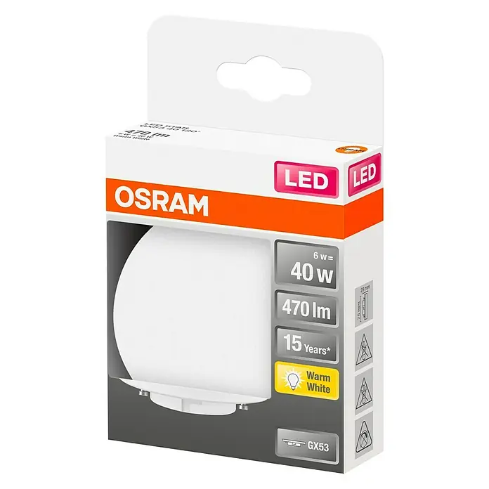 Osram Star Ledlamp GX53 40 - GX53 , 6 W, 470 lm, Warm wit - Diagonaal zicht
