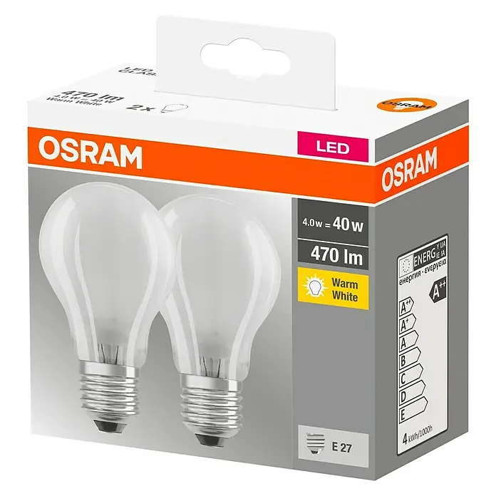 Osram Ledlamp A 40 - E27, 4 W, 470 lm - Diagonaal zicht