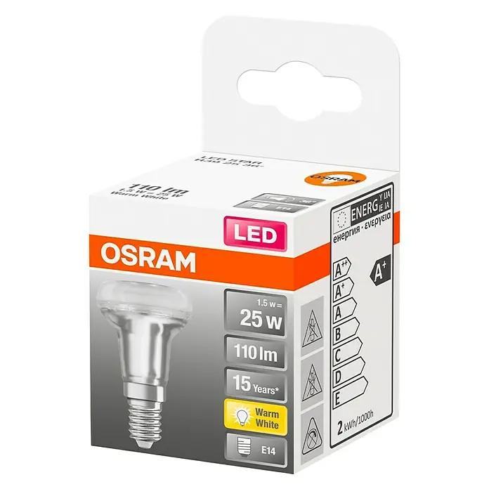 Osram Star Led-reflectorlamp R39 25 - E14, 1,5 W, R39, 110 lm - Diagonaal zicht