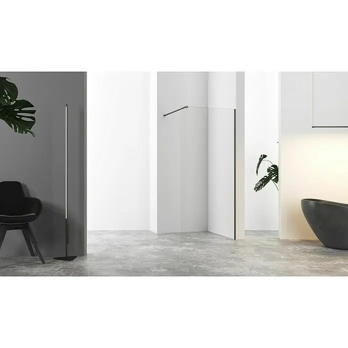 Montageset Muurprofiel en Stabilisatiestang Chelsea - Aluminium, Mat zwart, Geschikt voor: Glazen douchewanden - Sfeeropname