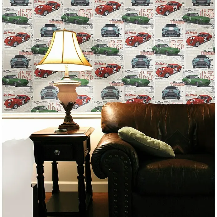 Dutch Wallcoverings Vliesbehang Road Trip Rood/Groen - Rood/Groen, 10,05 x 0,53 m - Sfeeropname