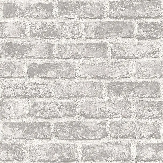 Dutch Wallcoverings Vliesbehang Baksteen Grijs - Grijs, Steenlook, 10,05 x 0,53 m - Close-up