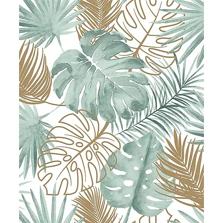 Dutch Wallcoverings  Vliesbehang Palmbladeren Groen/Goud