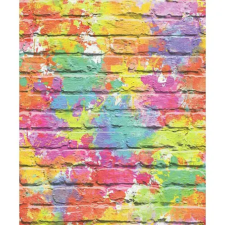 Dutch Wallcoverings  Papierbehang Bakstenen Graffiti/Gekleurd