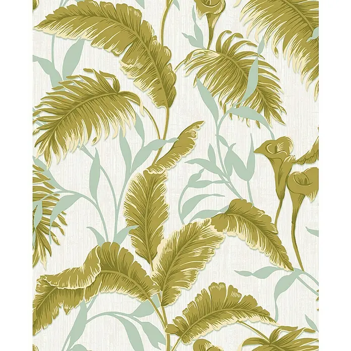 Dutch Wallcoverings Vliesbehang Leaf Design Groen - Groen, 10,05 x 0,53 m - Close-up